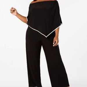 Plus Size Off-The-Shoulder Poncho Jumpsuit